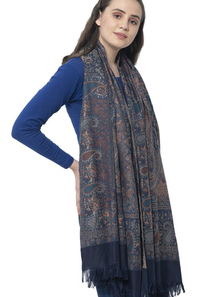 Weavers Villa Women Pashmina Shawl (Navy Blue, Large) 