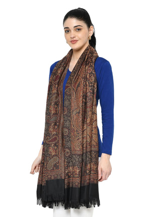 Weavers Villa - Women's Faux Pashmina Silk Paisley Design Black Shawls, Stoles (Black), 100cm X 200cm 