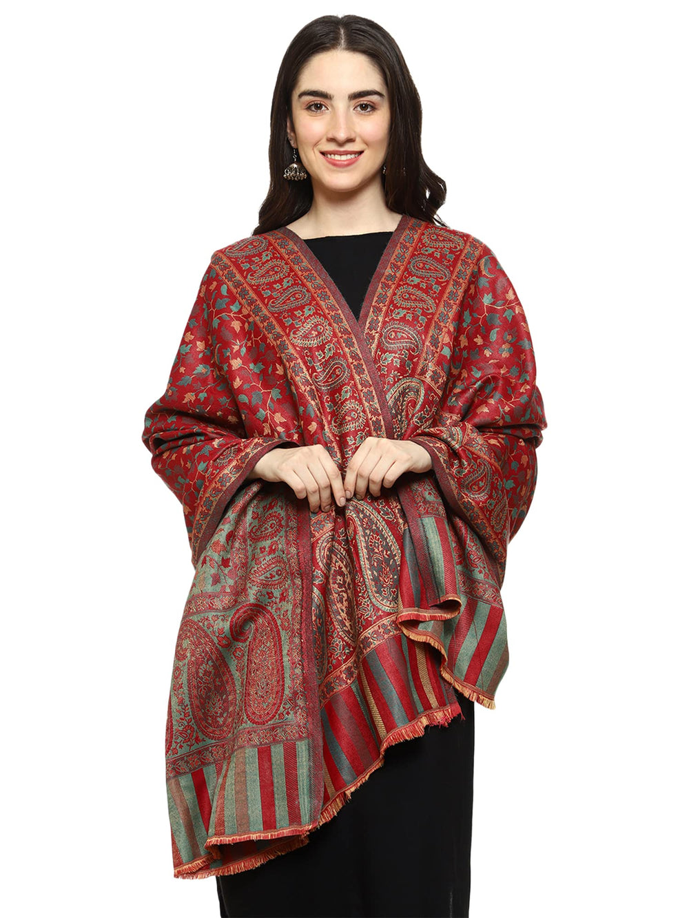 Weavers Villa Women's Kashmiri Woven Acro Wool Paisley Kani Ladies Shawl, 100cm x 200cm