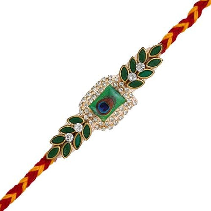 Webelkart Premium Peacock Rakhi for Brother/Bhaiya/Men/Sister/Bhabhi/Kids with Cute Ganesha Idol for Car Dashboard 