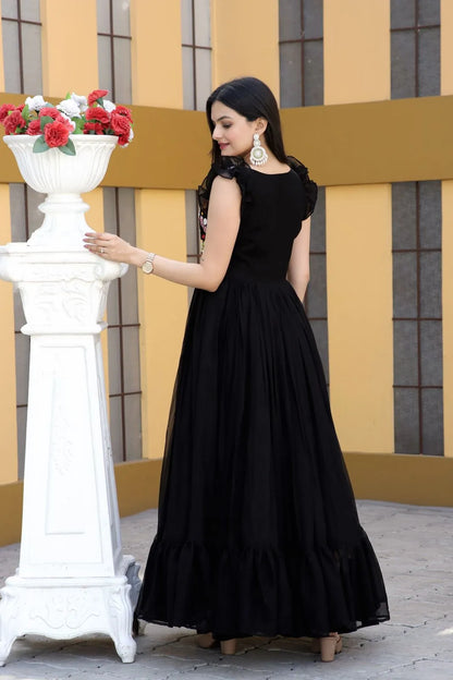 Premium Designer Gown Black and Wine - SELECT Dress