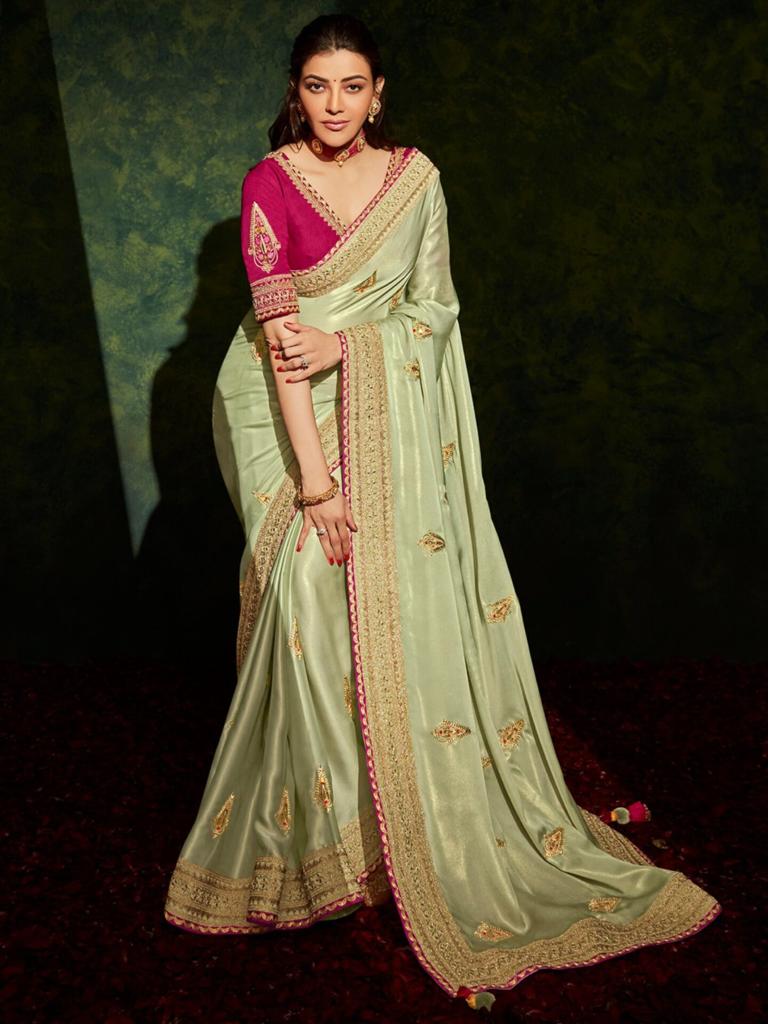 Saree Soft Shimmer Embroidery With Heavy Tussles On Pallu - SELECT