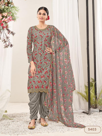 Newly launched Patiala Suite with pretty design - grey Patiala Suit