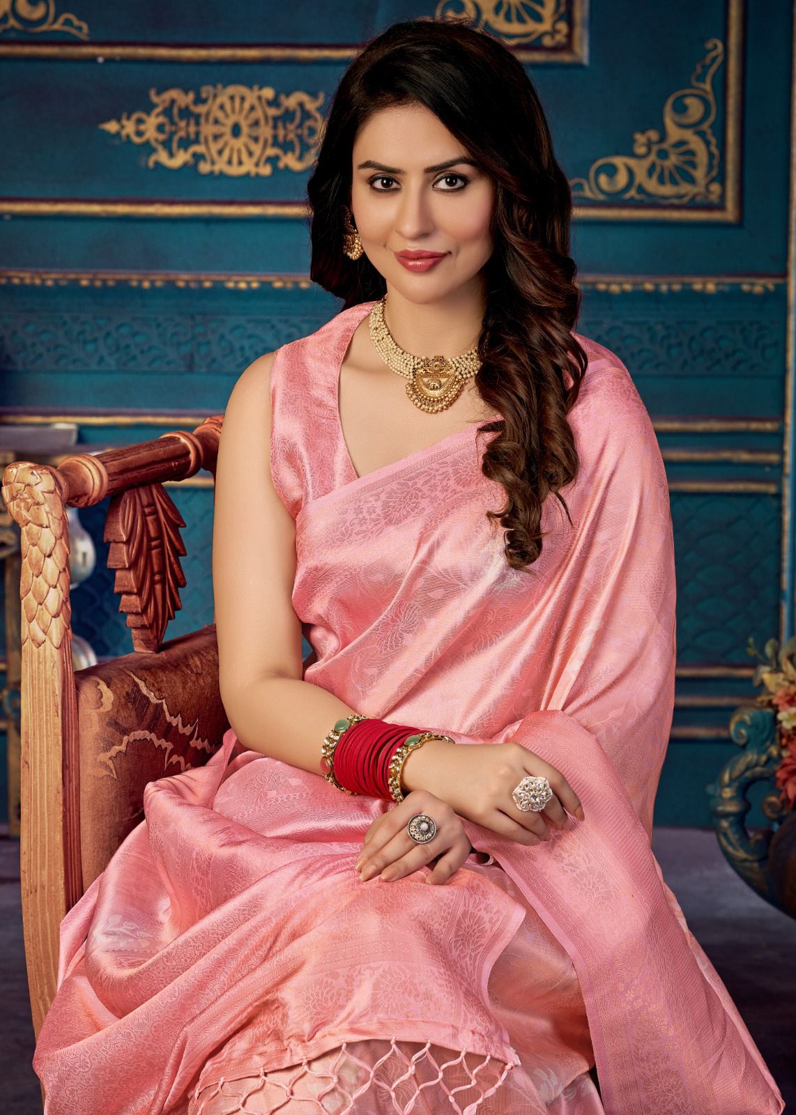Kiara advani Silk Kanjeevaram Saree Pink color 