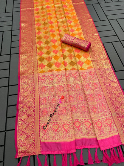 Timeless Opulence: Banarasi Katan Silk Handloom Rangkart Saree