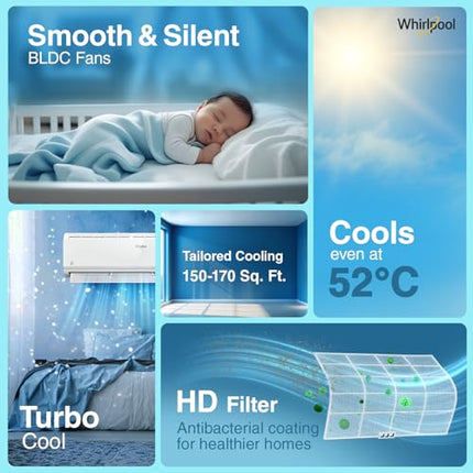 Whirlpool 1.5 Ton 5 Star, Magicool Inverter Split AC (MAGICOOL 15T 5S INV CNV S5K2PP0, Copper, Convertible 4-in-1 Cooling Mode, HD Filter White) 