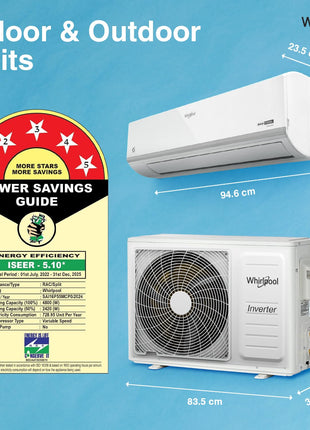 Whirlpool 1.5 Ton 5 Star, Magicool Inverter Split AC (MAGICOOL 15T 5S INV CNV S5K2PP0, Copper, Convertible 4-in-1 Cooling Mode, HD Filter White) 