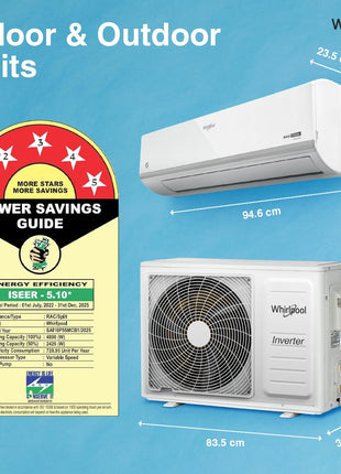 Whirlpool 1.5 Ton 5 Star, Magicool Inverter Split AC (MAGICOOL 15T 5S INV CNV S5K2PP1, Copper, Convertible 4-in-1 Cooling Mode, HD Filter White) 