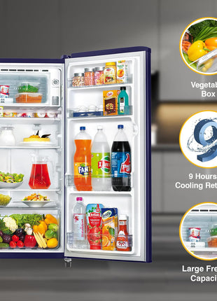 Whirlpool 184 L 2 Star Direct-Cool Single Door Refrigerator (205 WDE CLS 2S SAPPHIRE BLUE-Z, Blue,2023 Model) 