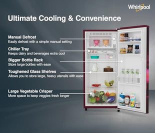 Whirlpool 184 L 2 Star Direct-Cool Single Door Refrigerator (205 WDE PRM 2S WINE SERENA-Z) 