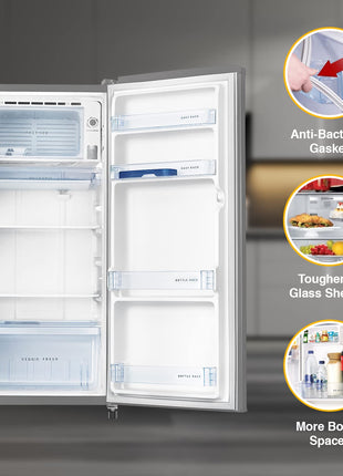 Whirlpool 184 L 4 Star Inverter Direct-Cool Single Door Refrigerator (205 WDE PRM 4S Inv MAGNUM STEEL-Z, Magnum Steel,Grey) 