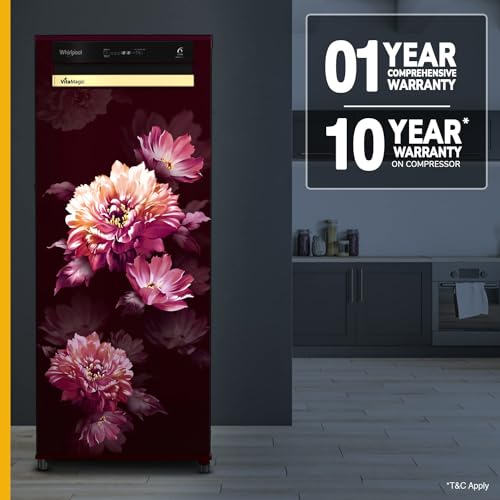 Whirlpool 192 L 3 Star Vitamagic PRO Direct-Cool Single Door Refrigerator (215 VMPRO PRM 3S WINE DAFNE-Z,Red, Auto Defrost Technology, 2023 Model) 