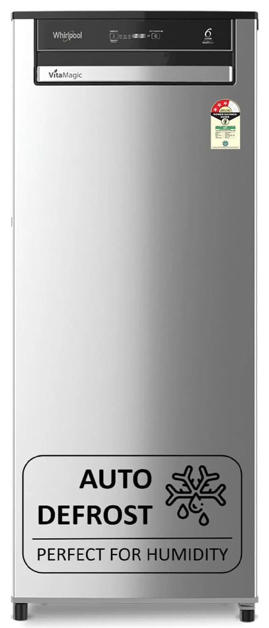 Whirlpool 192 L 3 Star Vitamagic PRO Frost Free Direct-Cool Single Door Refrigerator (215 VMPRO PRM 3S RADIANT STEEL-Z Fridge, Silver, Auto Defrost Technology) 