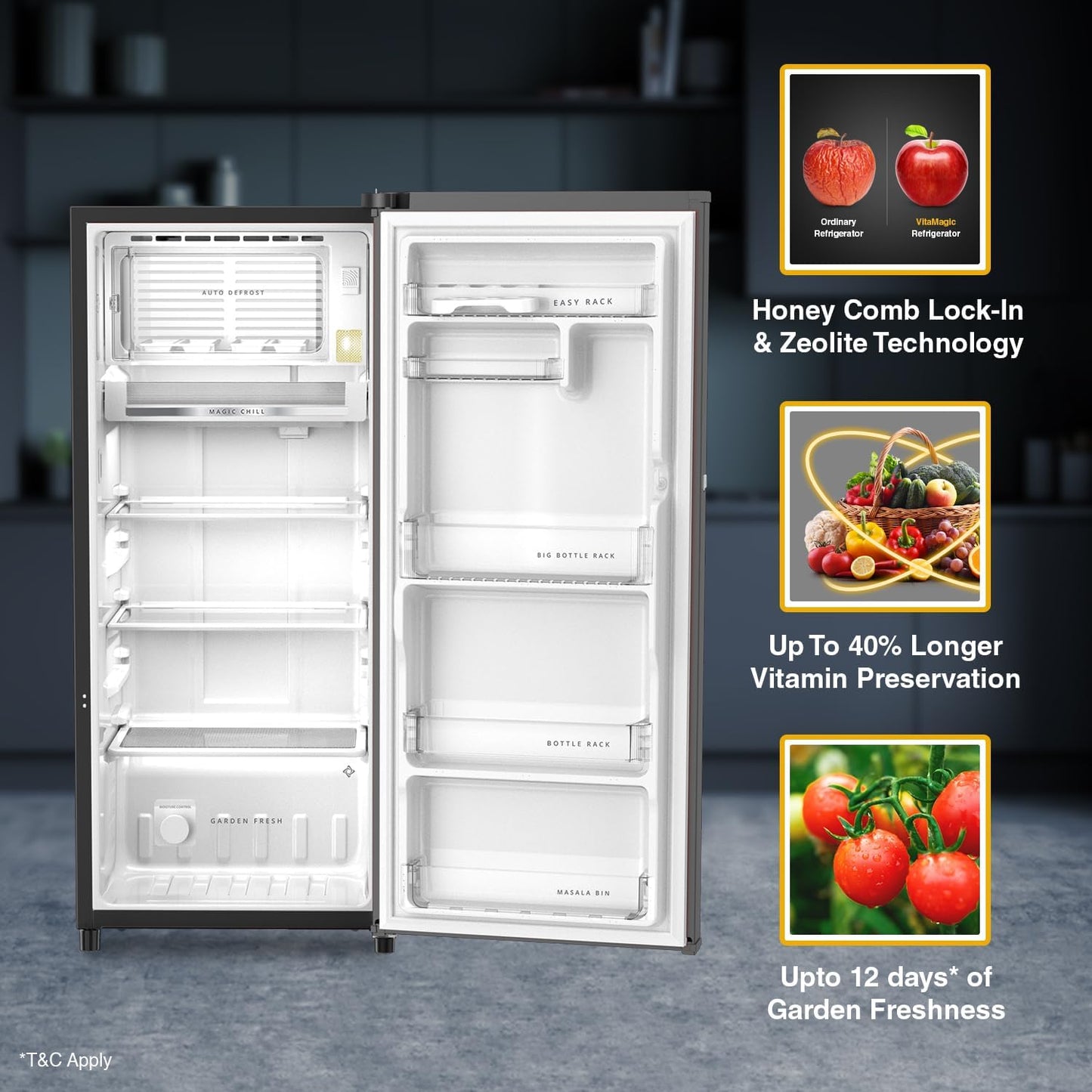 Whirlpool 192 L 3 Star Vitamagic PRO Frost Free Direct-Cool Single Door Refrigerator (215 VMPRO PRM 3S RADIANT STEEL-Z Fridge, Silver, Auto Defrost Technology) 