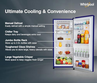 Whirlpool 192 L 4 Star Icemagic Powercool Direct-Cool Single Door Refrigerator (215 IMPC PRM 4S SAPPHIRE MULIA-Z) 