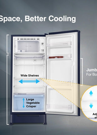 Whirlpool 192 L 4 Star Icemagic Powercool Direct-Cool Single Door Refrigerator with Base Drawer (215 IMPC ROY 4S SAPPHIRE MULIA-Z) 