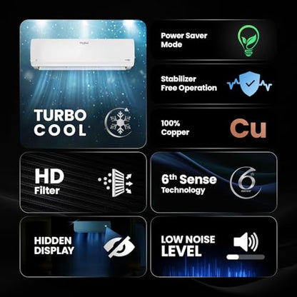 Whirlpool 2.0 Ton 3 Star, Supremecool Inverter Split AC (SUPREMECOOL 20T 3S INV EXP S5N3PB0, Copper, Convertible 4-in-1 Cooling Mode, HD Filter White) 