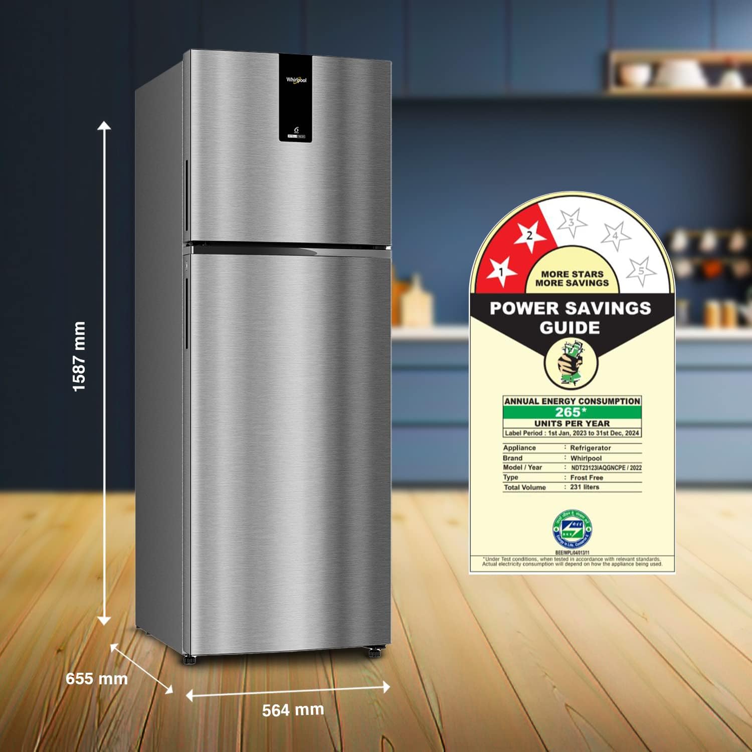 Whirlpool 235 L 2 Star Frost Free Double Door Refrigerator (NEO DF278 PRM RADIANT STEEL(2S)-TL, 2024 Fridge Model) 