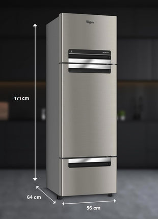 Whirlpool 235 L Frost Free Triple-Door Refrigerator (FP 253D PROTTON ROY RADIANT STEEL(Z) Double Door Refrigerator space, 2024 Model) 