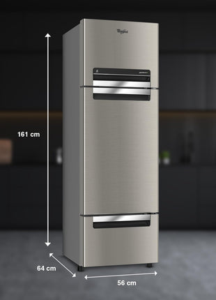 Whirlpool 300 L Frost Free Triple-Door Refrigerator | Zeolite Technology | Microblock Technology [FP 353D PROTTON ROY ALPHA STEEL (N), Up to 44% Reduction in Cold Air Loss*] 