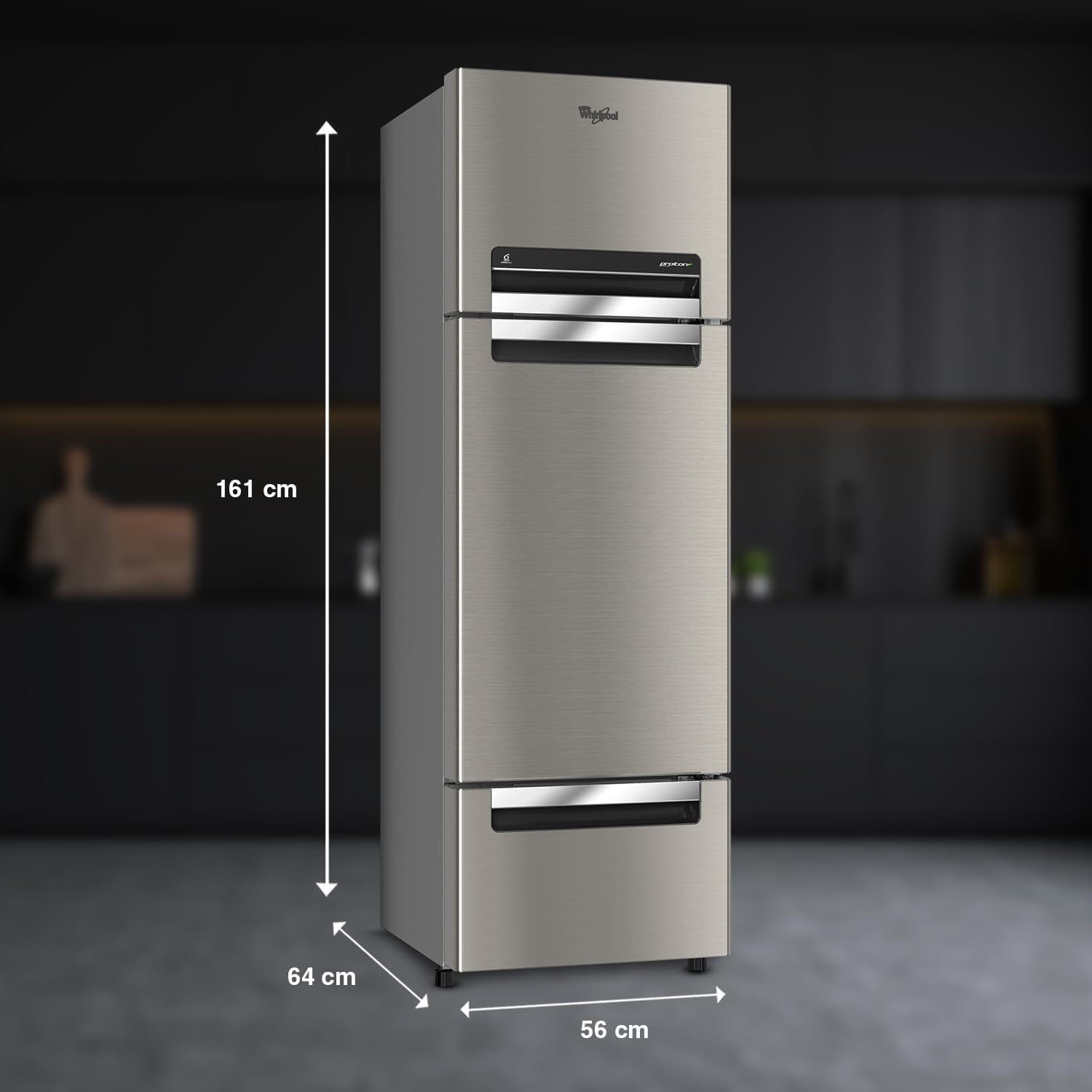 Whirlpool 300 L Frost Free Triple-Door Refrigerator | Zeolite Technology | Microblock Technology [FP 353D PROTTON ROY ALPHA STEEL (N), Up to 44% Reduction in Cold Air Loss*] 