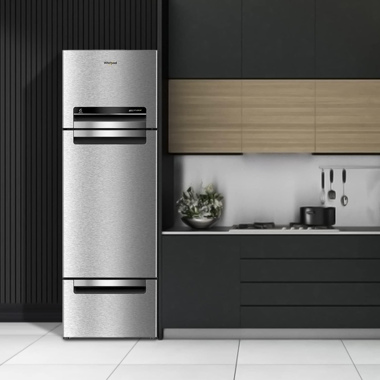 Whirlpool 300 L Frost Free Triple-Door Refrigerator | Zeolite Technology | Microblock Technology [FP 353D PROTTON ROY ALPHA STEEL (N), Up to 44% Reduction in Cold Air Loss*] 