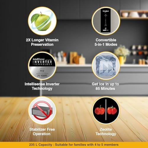 Whirlpool 308 L 3 Star Convertible Frost Free inverter Double Door Refrigerator (IF INV 355 TITAN STEEL(3S) CONV-TL) 