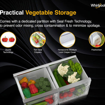 Whirlpool 431 L 2 Star IntelliFresh Convertible Inverter Frost Free Double Door Refrigerator (IF INV CNV 480 ALPHA STEEL-Z, 2S, 2023 Model) 