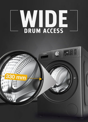 Whirlpool 7 Kg 5 Star Inverter Front Load Washing Machine with In-Built Heater (SUPREME CARE 7012 -E, Midnight Grey, 100+ Tough Stains, Steam Technology, 2025 Model) 