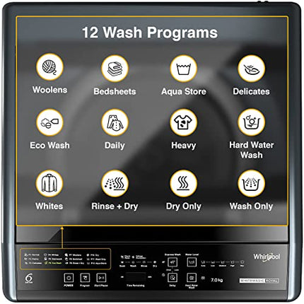 Whirlpool 7 Kg 5 Star Royal Fully-Automatic Top Loading Washing Machine (WHITEMAGIC ROYAL 7.0 GENX, Grey, Hard Water Wash, ZPF Technology) 