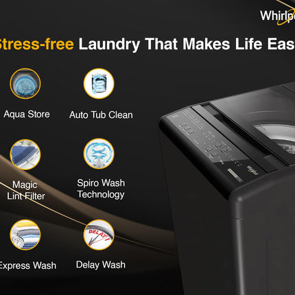 Whirlpool 7 kg Magic Clean 5 Star Fully Automatic Top Load Washing Machine Grey (MAGIC CLEAN 7.0 GENX GREY 5YMW) 