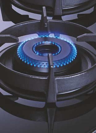 Whirlpool 75cm 3 Burner Auto Ignition Hob | EVOLVE HYBRID HD 753 BRASS | 8mm Toughened Glass | Forged Brass Burners | Black Glass Finish | 10-Year Glass & 5-Year Burner & Valve Warranty 