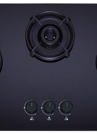 Whirlpool 75cm 3 Burner Auto Ignition Hob | EVOLVE HYBRID HD 753 BRASS | 8mm Toughened Glass | Forged Brass Burners | Black Glass Finish | 10-Year Glass & 5-Year Burner & Valve Warranty 