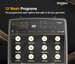 Whirlpool 8 Kg 5 Star Stainwash Royal Plus Fully Automatic Top Load Washing Machine (SW ROYAL PLUS H 8 KG GREY 10YMW with In-Built Heater) 