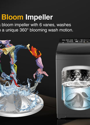Whirlpool 9 Kg 5 Star BloomWash Royal Plus Fully Automatic Top Load Washing Machine (BW ROYAL PLUS H 9 KG GREY 10YMW with In-Built Heater) 