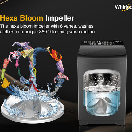Whirlpool 9 Kg 5 Star BloomWash Royal Plus Fully Automatic Top Load Washing Machine (BW ROYAL PLUS H 9 KG GREY 10YMW with In-Built Heater) 