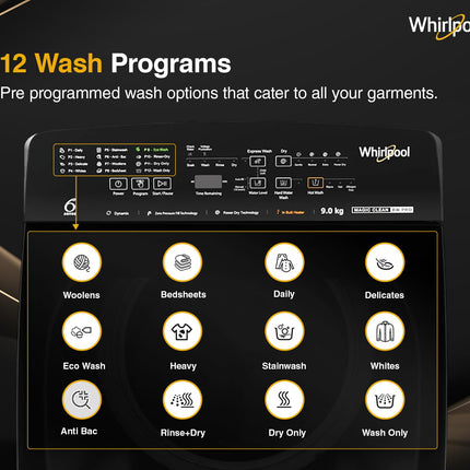 Whirlpool 9 Kg 5 Star BloomWash Royal Plus Fully Automatic Top Load Washing Machine (BW ROYAL PLUS H 9 KG GREY 10YMW with In-Built Heater) 