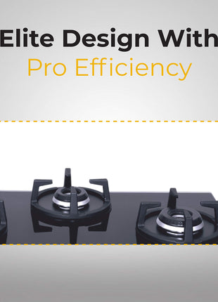 Whirlpool Hob 3 Burner Auto Ignition Gas Stove (Glass Ceramic, Elite Hybrid 703 Mt Gas Hob), Black 