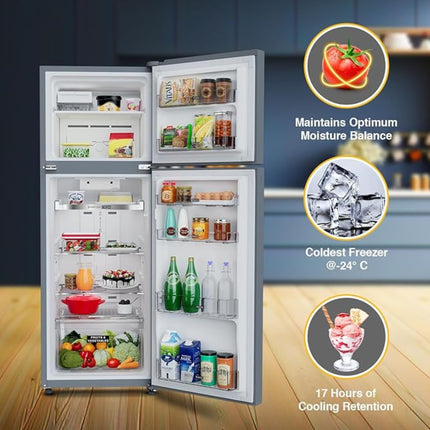 Whirlpool Intellifresh 259L 2 Star Frost Free Double Door Refrigerator (WHIRL REF FF IF INV ELT DF305 ILLUSIA STEEL 2S) 