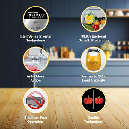 Whirlpool Intellifresh 259L 2 Star Frost Free Double Door Refrigerator (WHIRL REF FF IF INV ELT DF305 ILLUSIA STEEL 2S) 