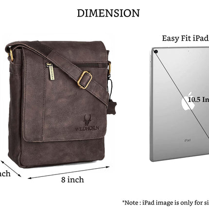 WildHorn Genuine Leather Side Bag for Men | Stylish, Spacious & Durable | Perfect for Daily Use & Travel | Adjustable Strap | 1-Year Warranty 