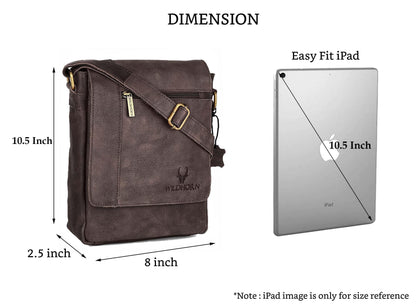 WildHorn Genuine Leather Side Bag for Men | Stylish, Spacious & Durable | Perfect for Daily Use & Travel | Adjustable Strap | 1-Year Warranty 