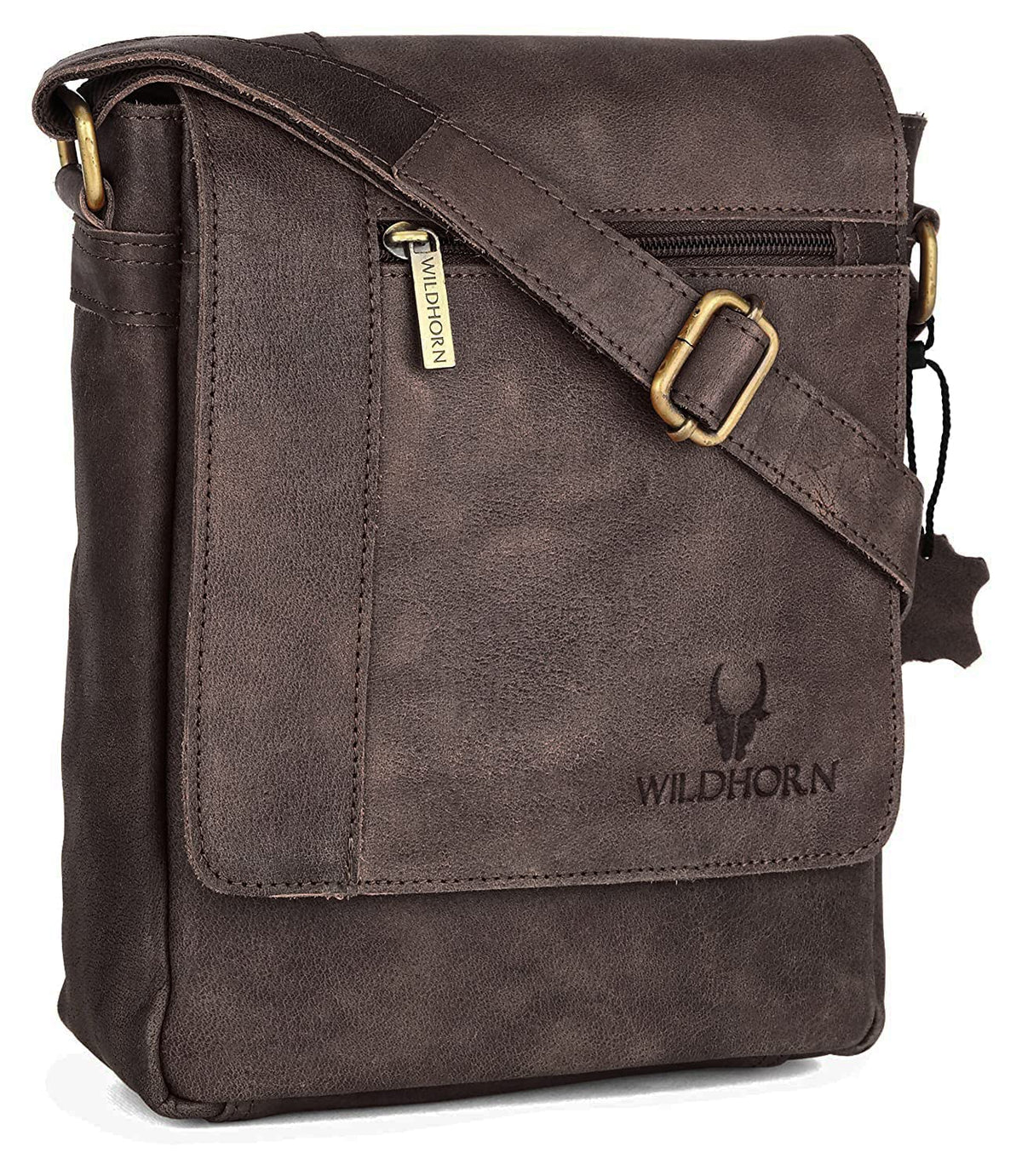 WildHorn Genuine Leather Side Bag for Men | Stylish, Spacious & Durable | Perfect for Daily Use & Travel | Adjustable Strap | 1-Year Warranty 