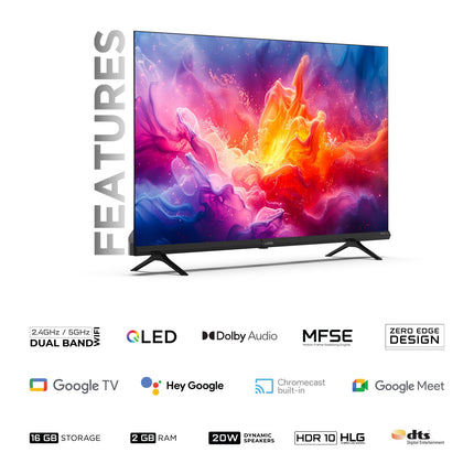 Wobble 109.22 cm (43 inches) QD Series 4K Ultra HD Smart QLED Google TV WB43GTAW9602QD (Black) 