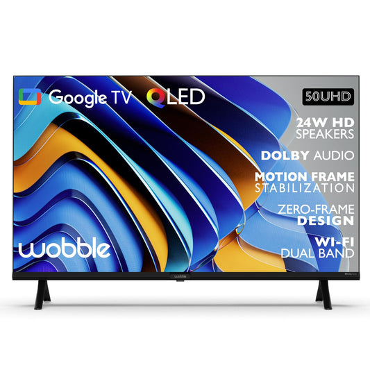 Wobble 127 cm (50 inches) QD Series 4K Ultra HD Smart QLED Google TV WB50GTAW9602QD (Black) 