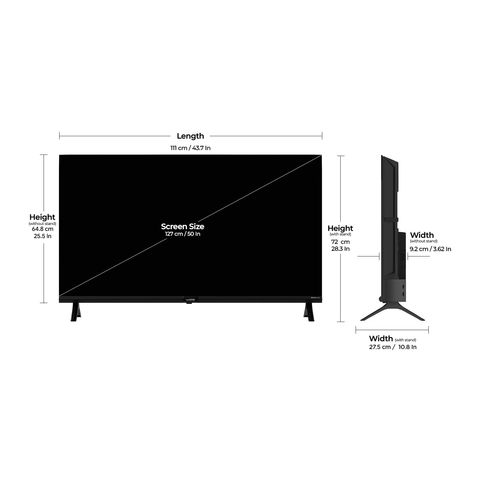 Wobble 127 cm (50 inches) QD Series 4K Ultra HD Smart QLED Google TV WB50GTAW9602QD (Black) 