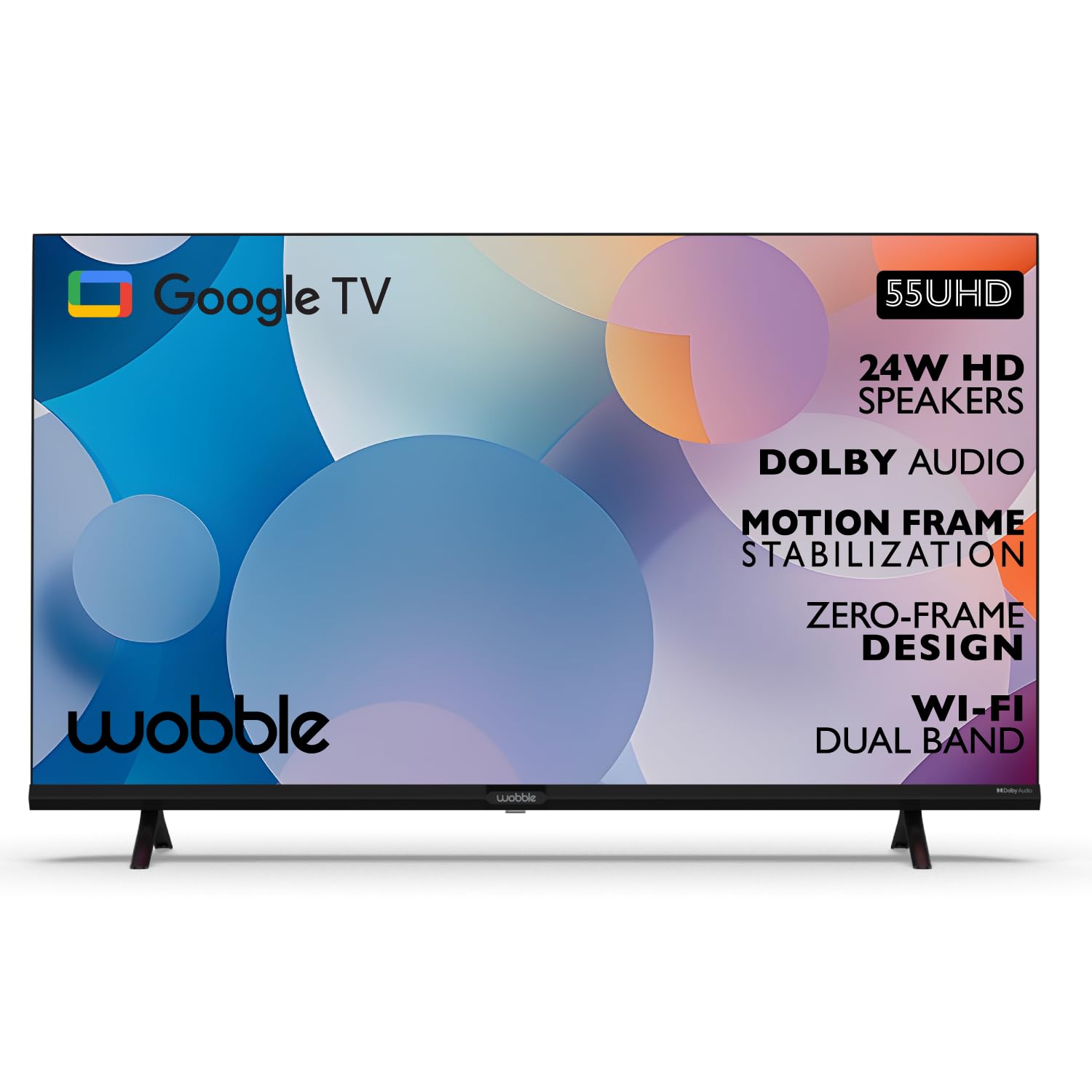 Wobble 139.7 cm (55 inches) UD Series 4K Ultra HD Smart LED Google TV WB55GTAW9602UDFL (Black) 