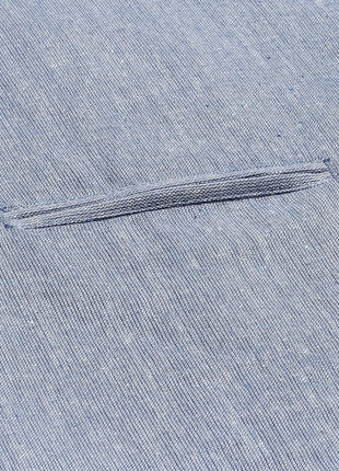 Women Blue Pure Cotton Blazer with Shawl Collar 