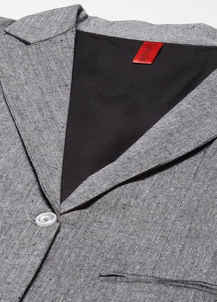 Women Grey Solid Regular Fit Single Breasted Blazer 