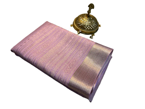 Women Pure Brocade Mysore Silk Sarees,Zari Weaving,Rich Pallu,Jacquard Blouse,Baby Pink Saree 